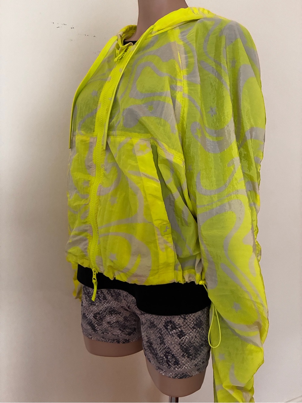 JoyLab Neon Yellow Hooded packable windbreaker Full Zip lightweight Jacket M - Picture 5 of 9